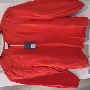 NWT Women's Balloon 3/4 Sleeve Gauze Blouse - Universal Thread Size L Orange New